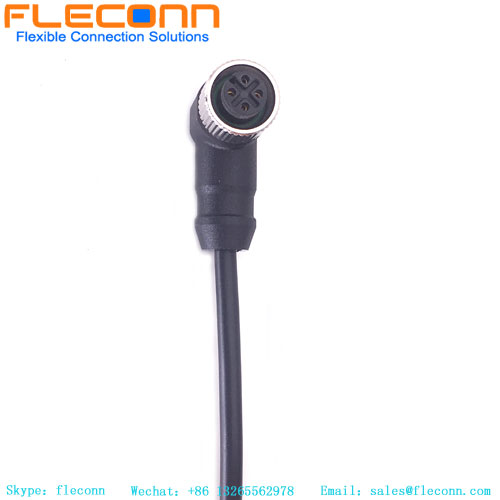 M12 4 Pin Right Angle Female Connector Cable