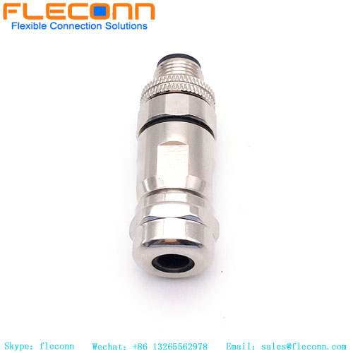 M12 8 Pin Male Connector, A Coded Waterproof Metal Shell Connector