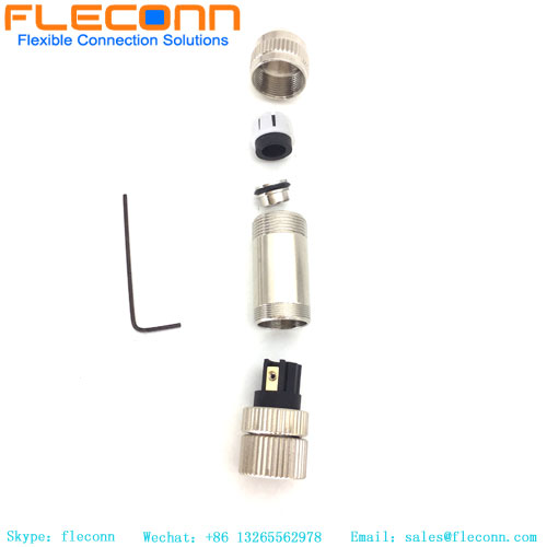 M8 3 Pin Female Shield Metal Assembly Connector