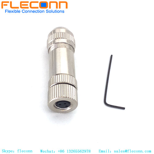 M8 3 Pin Female Shield Metal Assembly Connector