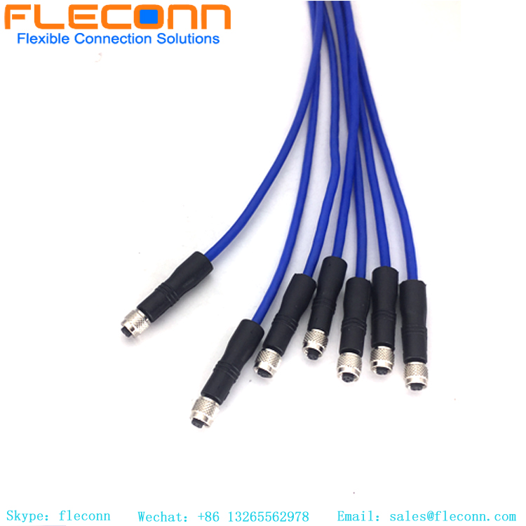 M5 4-Pole Single Ended Cable Cordset with Stripped and Tinned Pigtail
