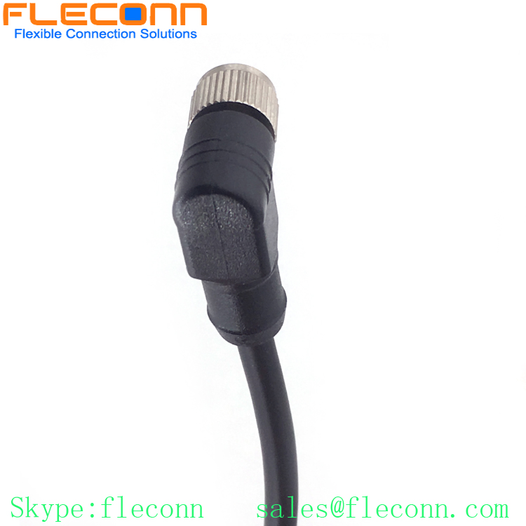 M8 90 Degree Angle Cable, 5P 5 Pin Female Connector, Unshielded PVC Jacket Cable