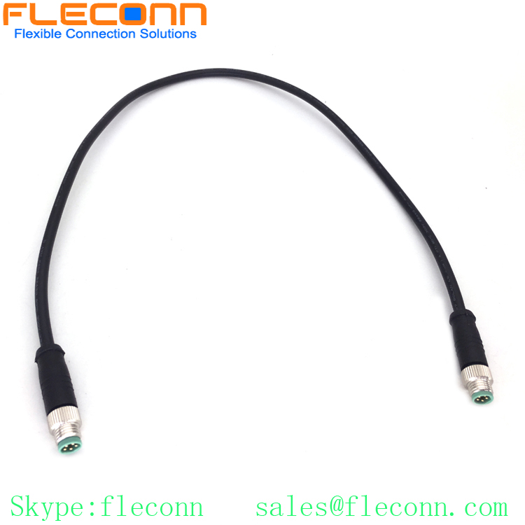 M8 3 Pin 4 Position 5 Pole 6 8 Pos Male to Female Cable, Straight Overmolded Connector Cable