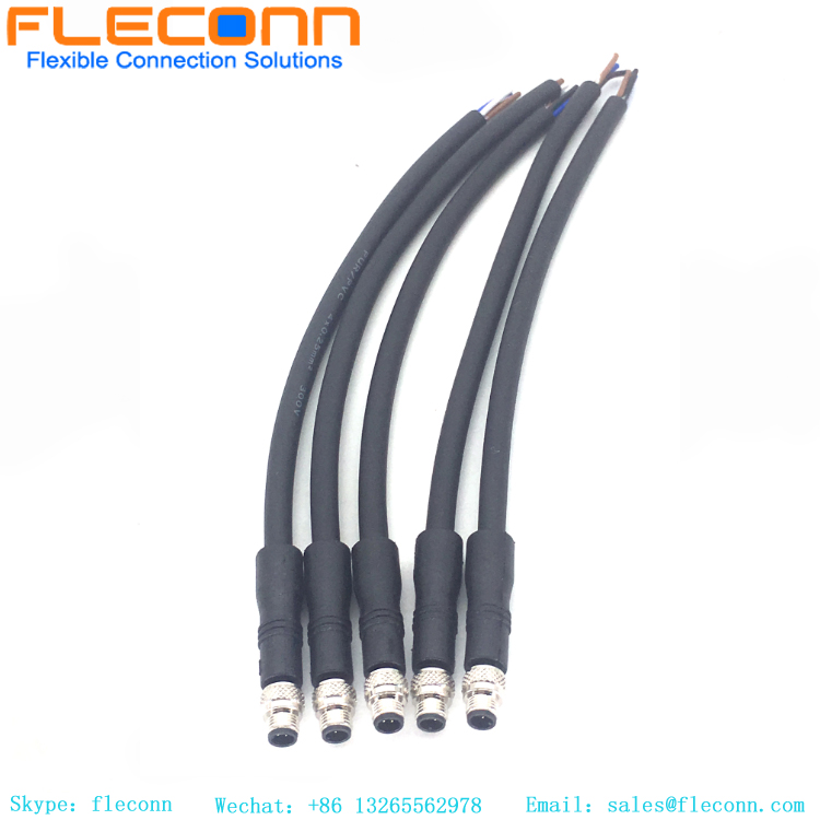 M5 4 Pin Male Sensor Cable, IP67 Waterproof 0.25mm2x4C PVC Insulation PUR jacket Cable