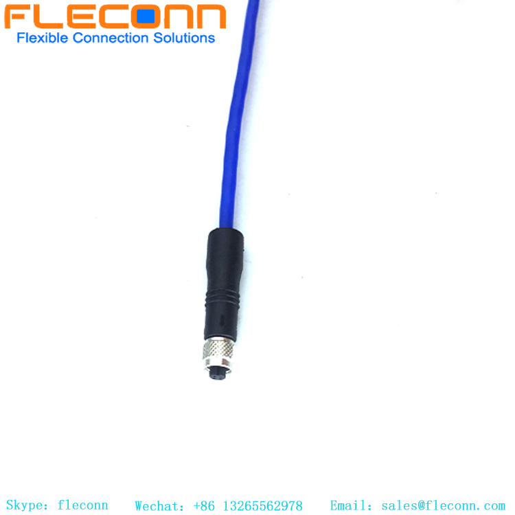 M5 Female Cable, 4 Positions, 26AWGx4C PVC Jacket Cable