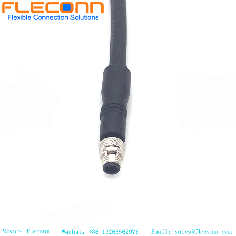 M5 2 3 4 Pin Straight Male Connector to Unterminated Sensor Cable