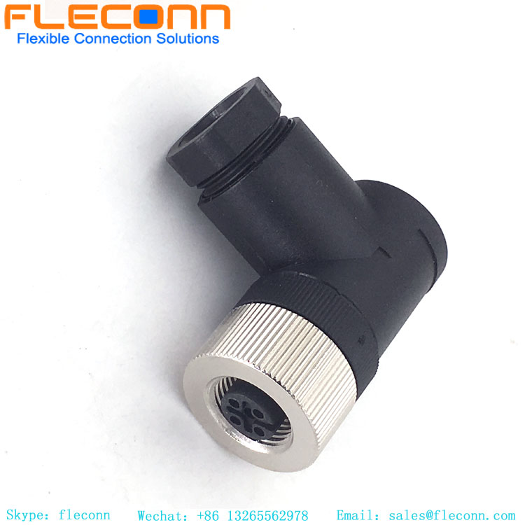M12 Connector 5 Pin, Plastic Shell, Right Angle