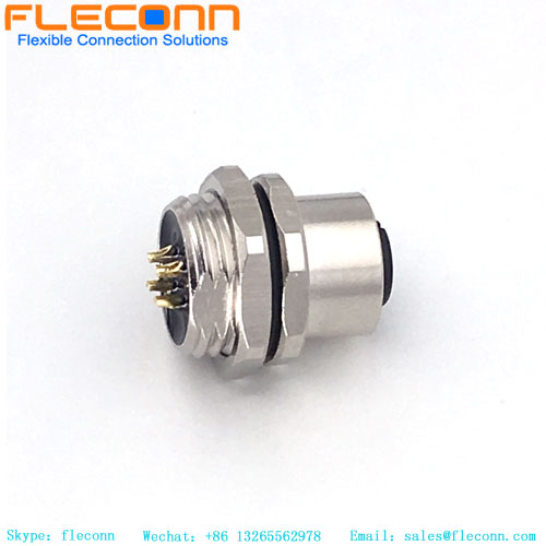 M12 4 Pos A-Coding Female Panel Mount Connector