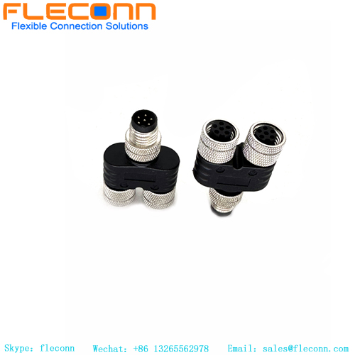 M12 6 Pin Y Type Splitter