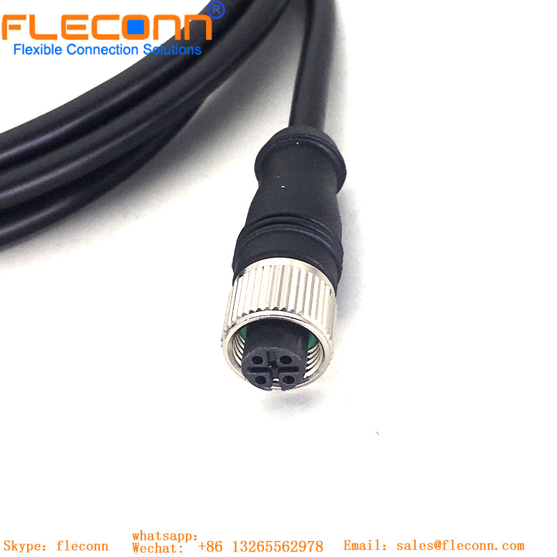 M12 Female Cable, 5 Pin Waterproof PUR Jacket Cable Assembly