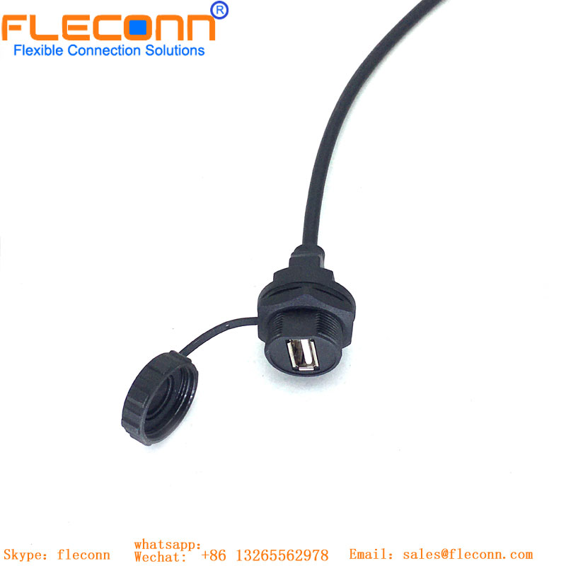 USB2.0 Female Back Mount Receptacle Overmolded Cable（Threaded）