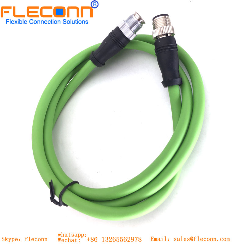 M12 D-coded To X-coded Connector Cable