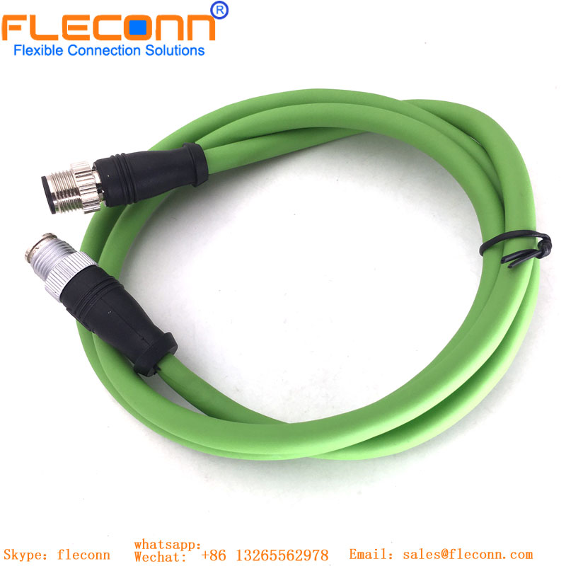 M12 4 Pin D-coded To 8 Pin X-coded Connector Cable